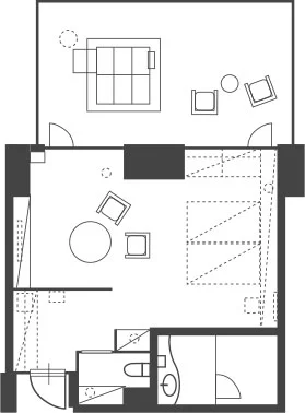 Floor Plan:Japanese/Western Room With Open-Air Bath (West Wing)