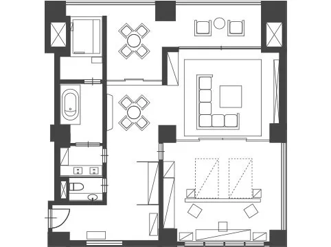 Floor Plan:Premier Suite With Open-Air Bath